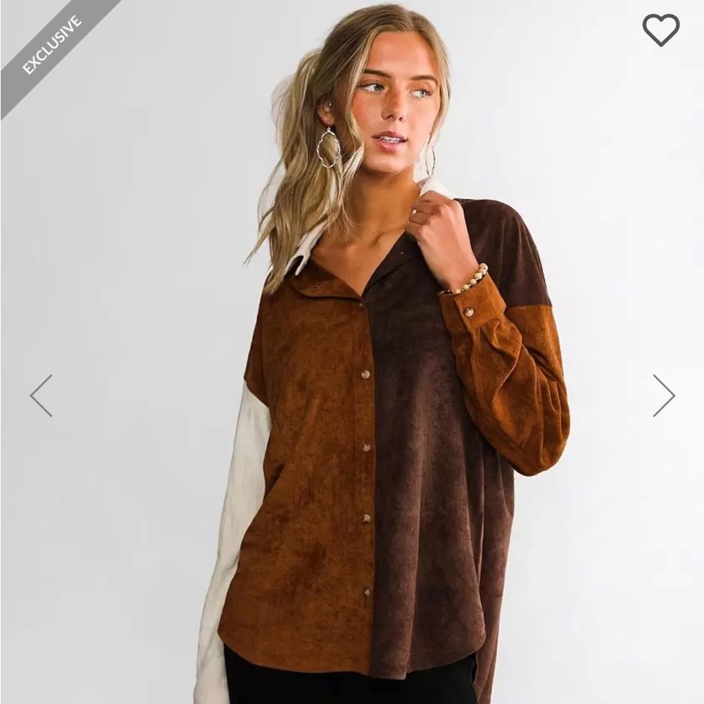 NWT Size M Buckle exclusive suede button down long sleeve women’s shirt
